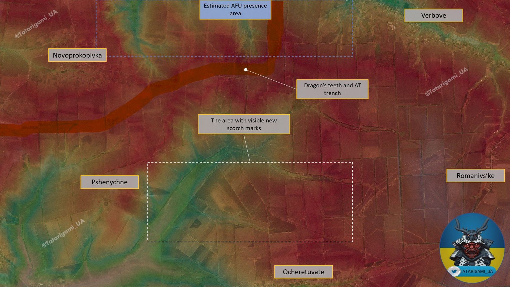 Спутниковый снимок с указанием топографии рельефа в районе к югу от Работино