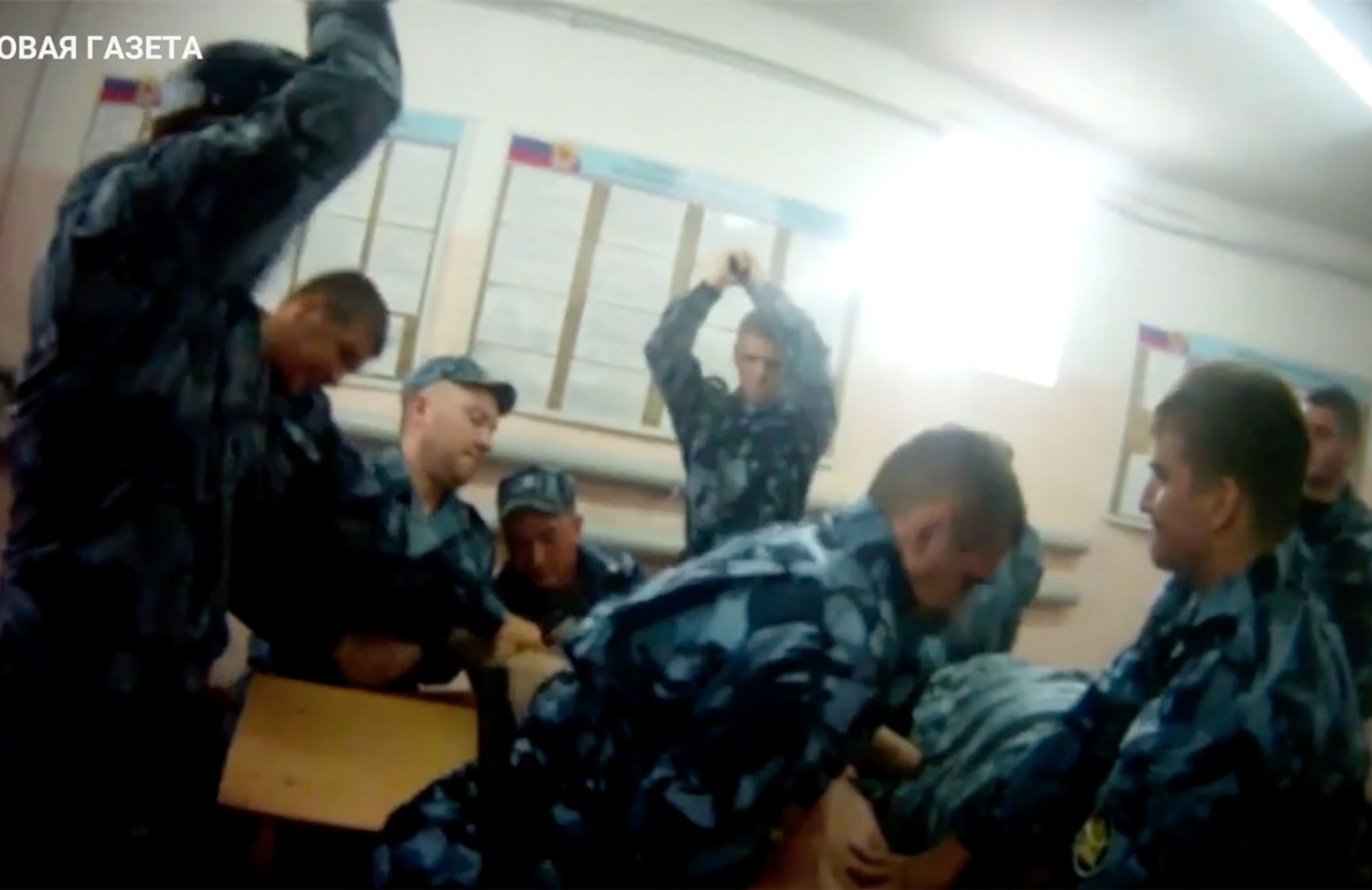 A still taken from one of a series of videos showing torture at the Saratov prison
