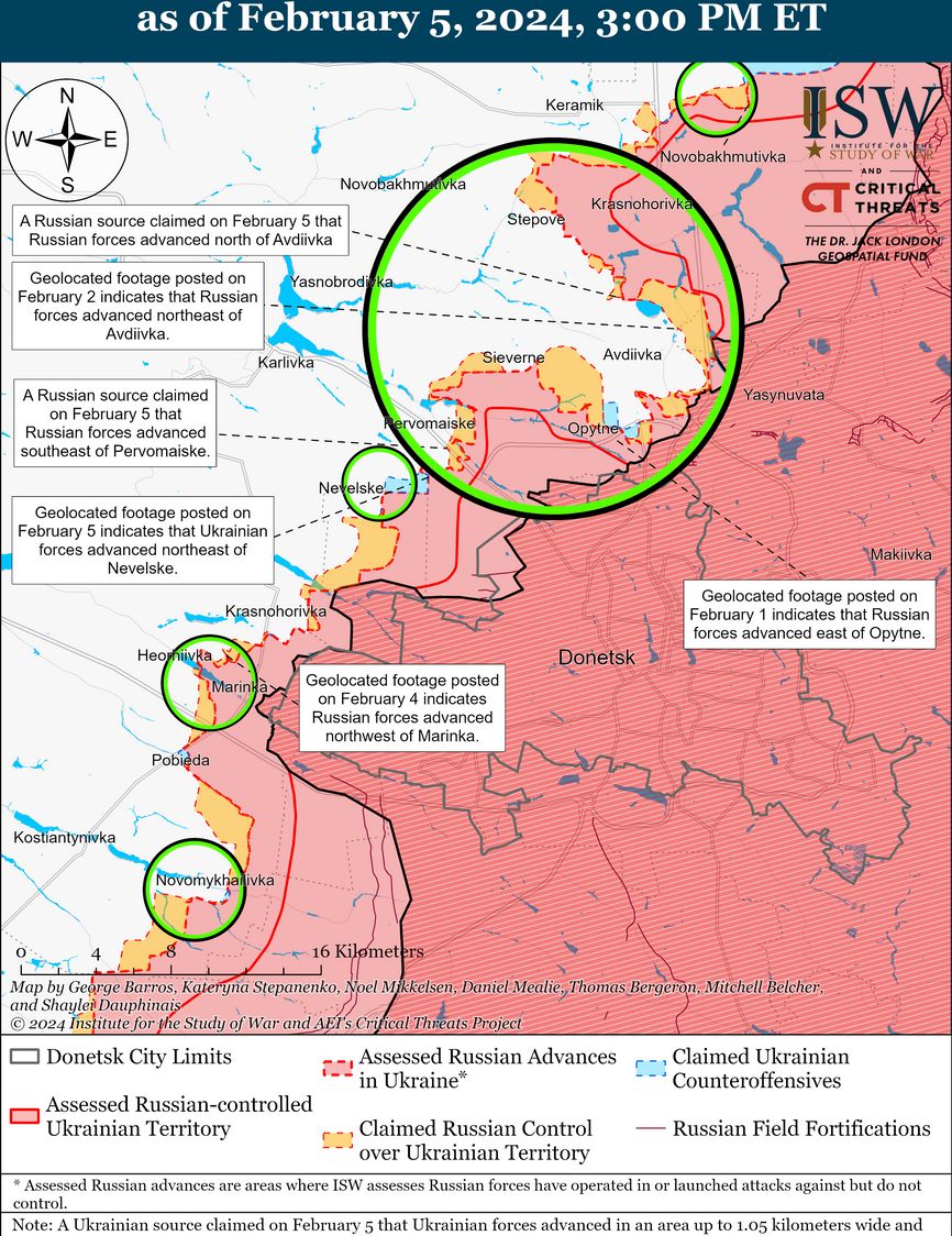 Ситуация в пригородах Донецка по версии ISW