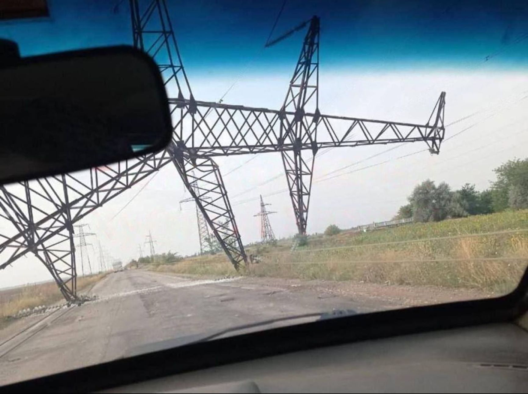 A transmission tower on the line to Crimea taken down in a sabotage attack, Kherson Region, 2015
