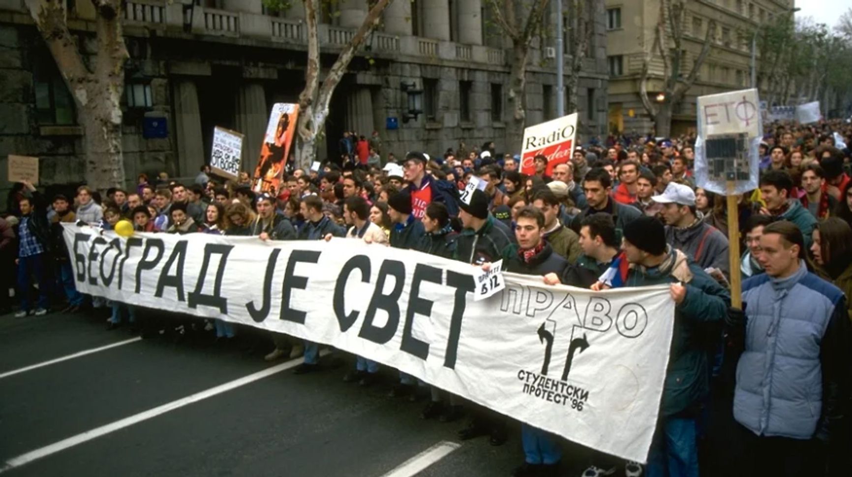Anti-government demonstration in Belgrade, 1996