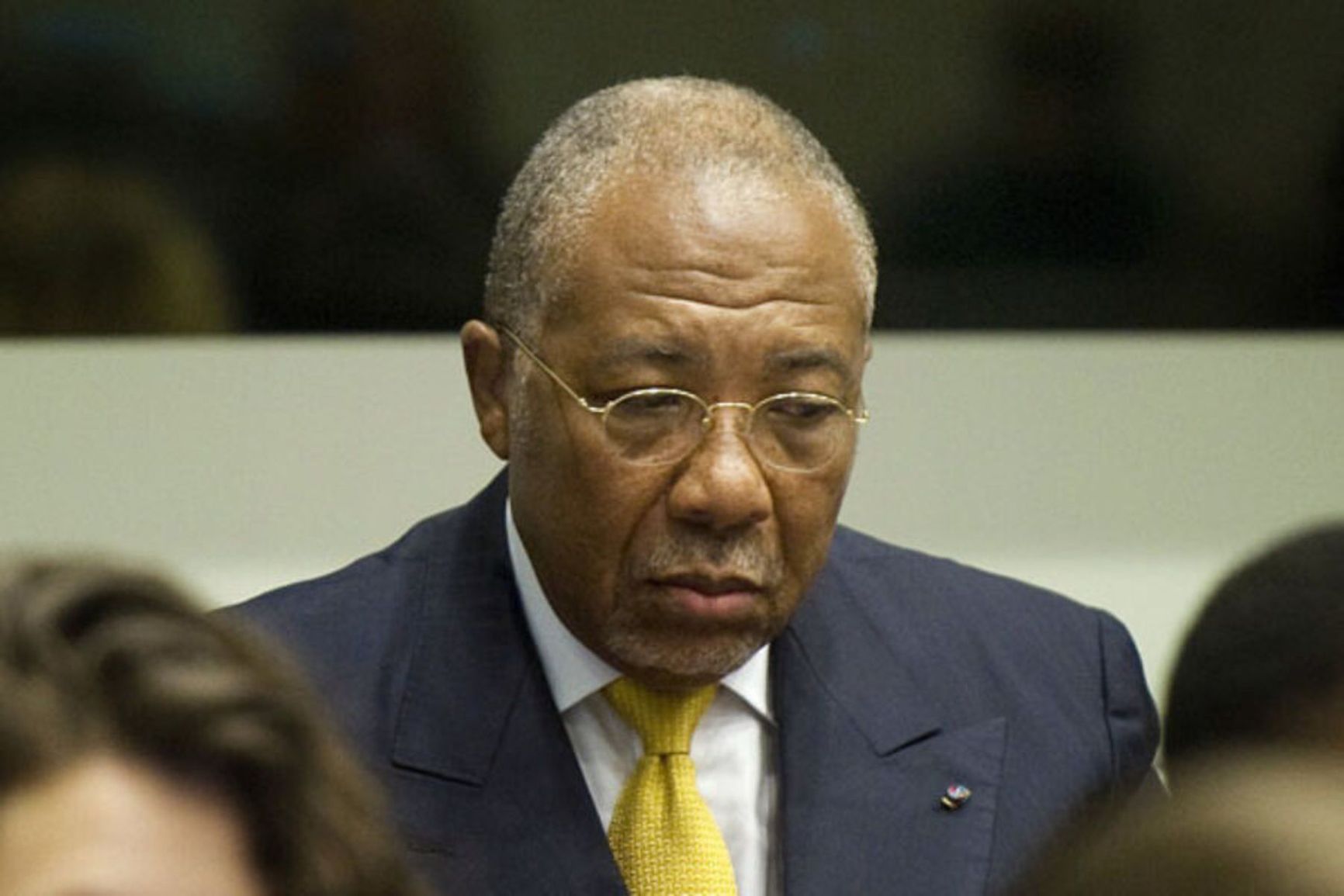 Former Liberian President Charles Taylor during the reading of the verdict
