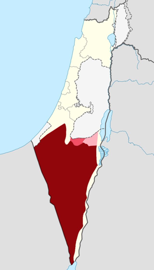 Пустыня Негев на карте Израиля