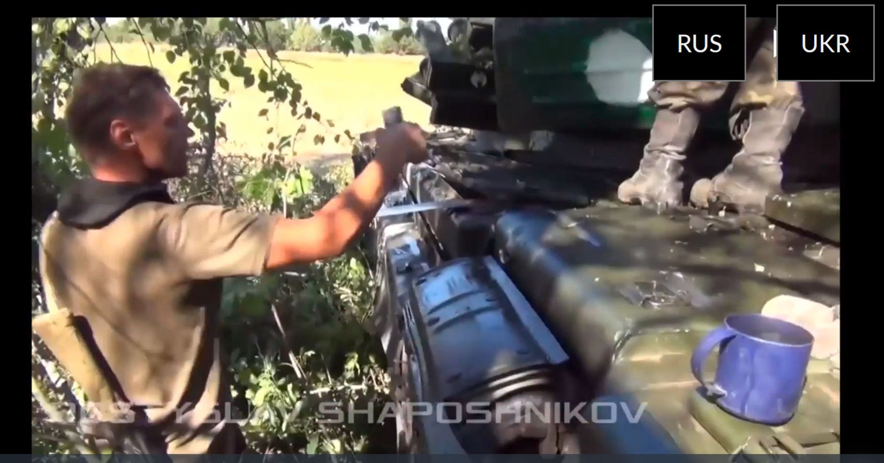 Russian tank in Ilovaisk. Screenshot from the Battle of Ilovaisk project website