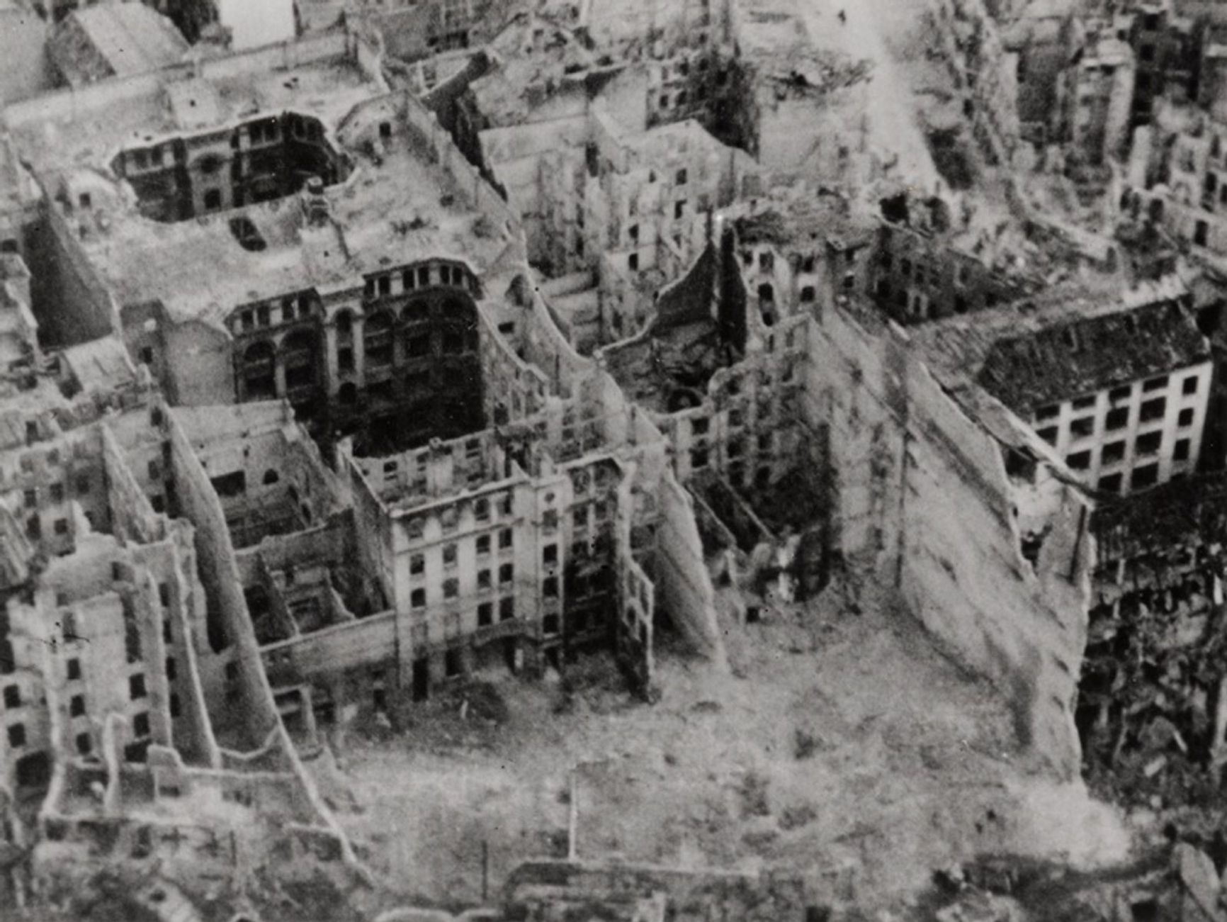 An aerial view of Berlin's ruins, 1945