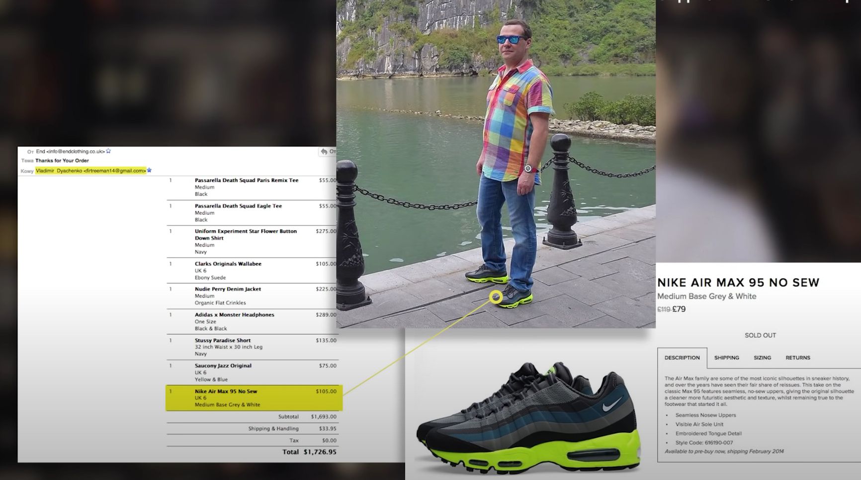 Through his nominee Vladimir Dyachenko, Medvedev purchased everything he needed, including the famous sneakers