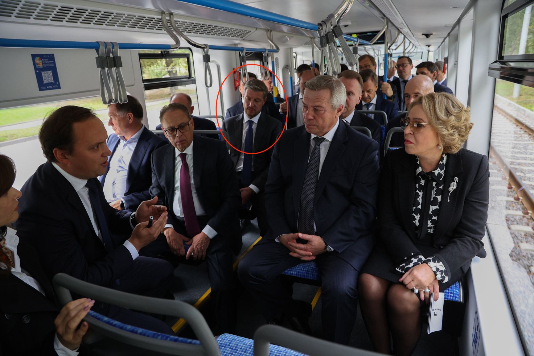 Alexey Zolotarev on a tram with Valentina Matvienko, the Speaker of Russia's Federation Council