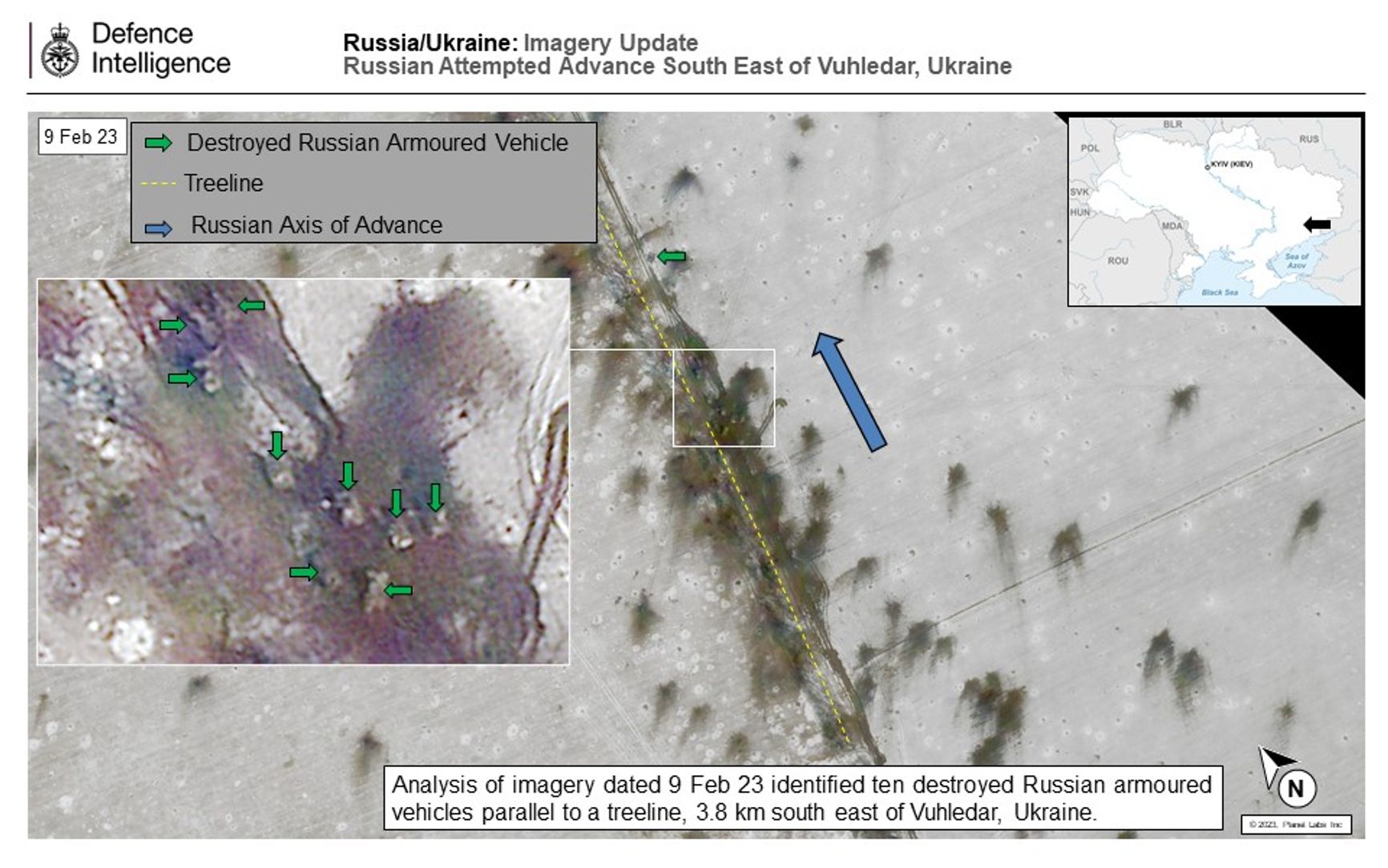 Анализ снимка уничтоженной российской техники под Угледаром от британской военной разведки