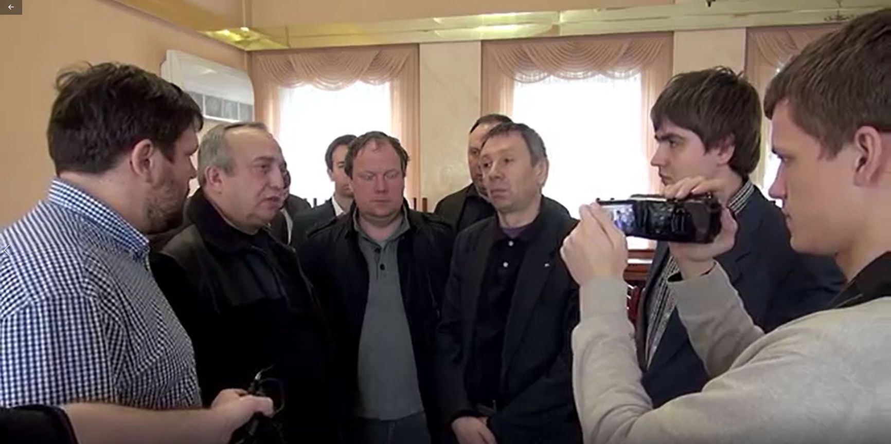 RSVA headquarters in Yalta: Franz Klintsevich (second from left) and Sergey Markov (third from right)