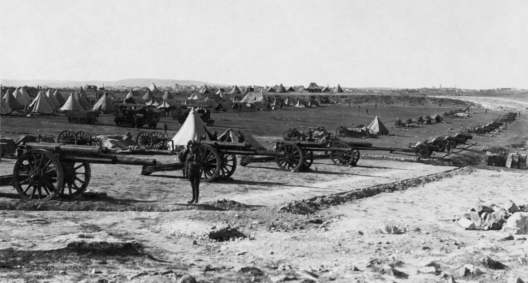 Британская артиллерия во время битвы за Иерусалим, 1917 год