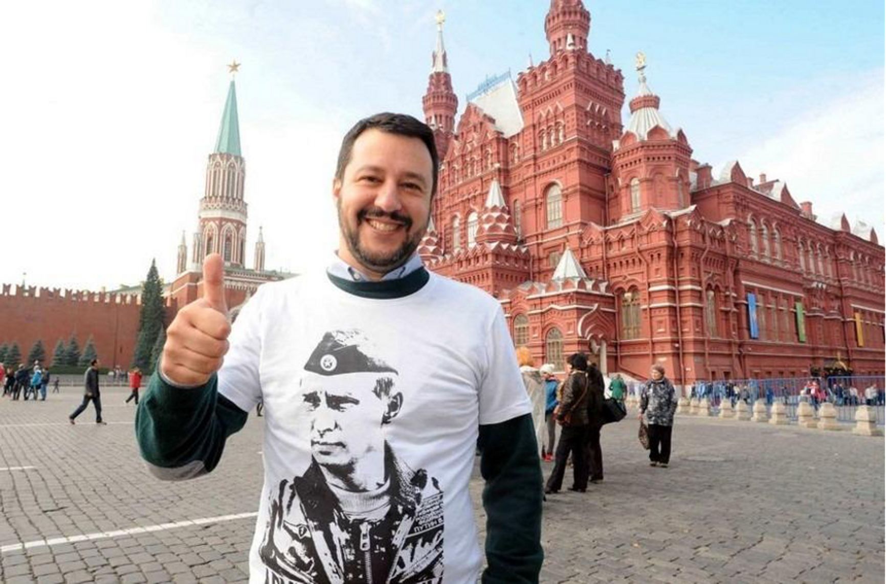 Matteo Salvini, the current deputy Prime Minister of Italy, in Moscow, 2014.