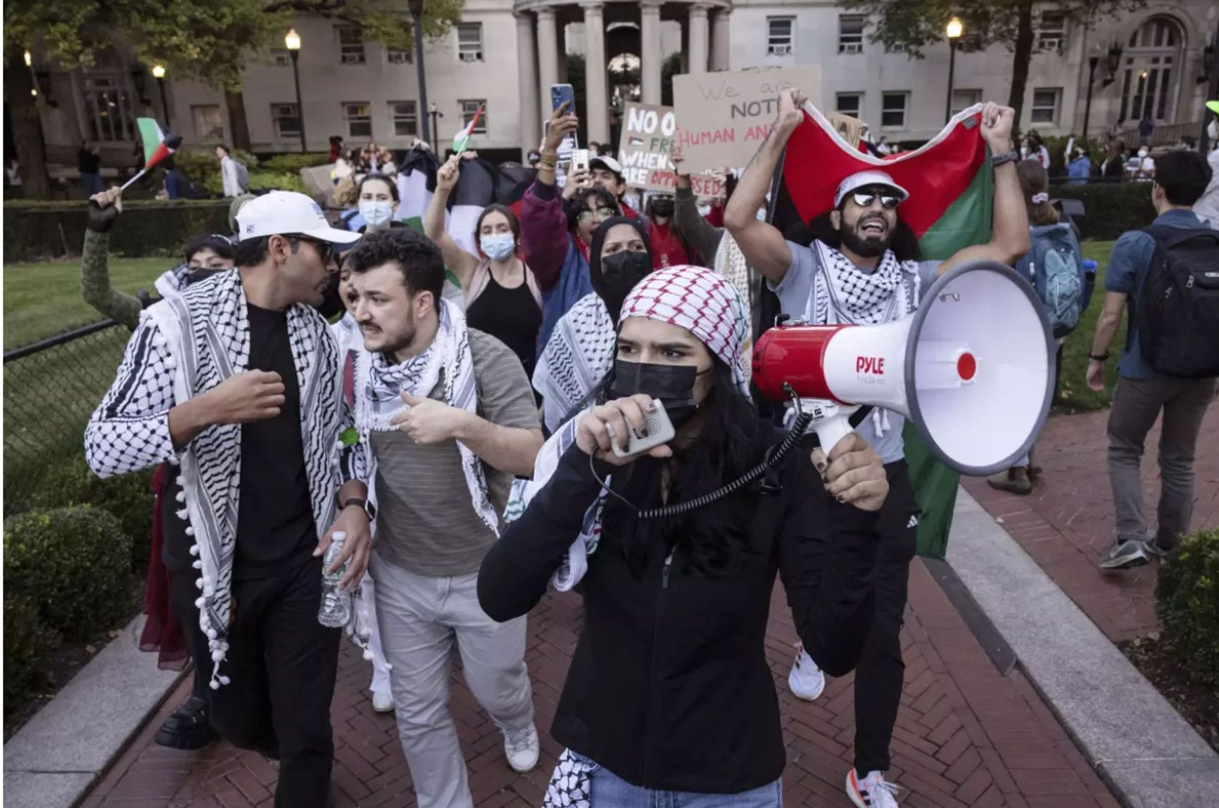 Anti-Israeli demonstration by students of Columbia University in New York