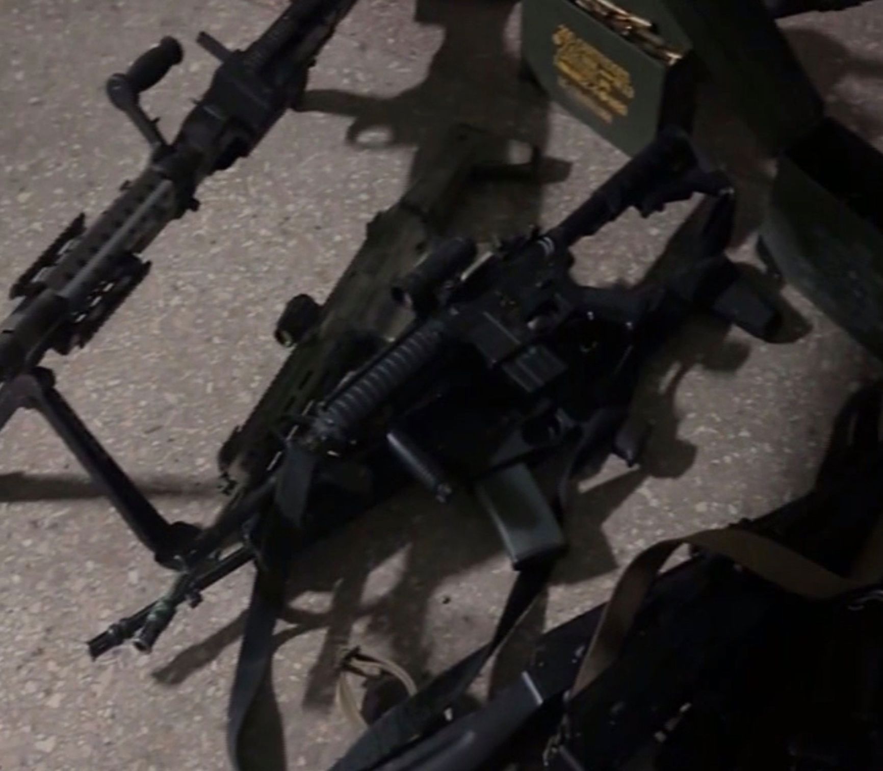 A screenshot from the video purportedly showing a shipment of weapons from Ukraine to Hamas