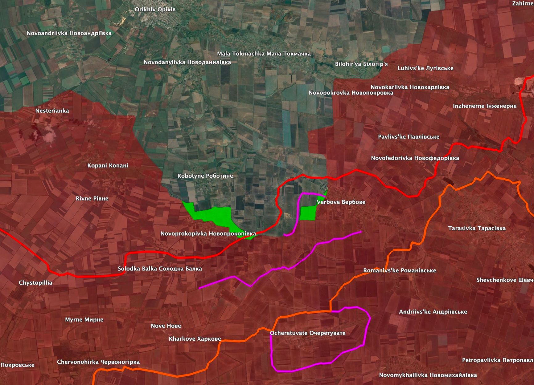 Продвижение ВСУ на токмакском направлении с 1 сентября по 5 октября 2023 года по версии Ukraine Battle Map