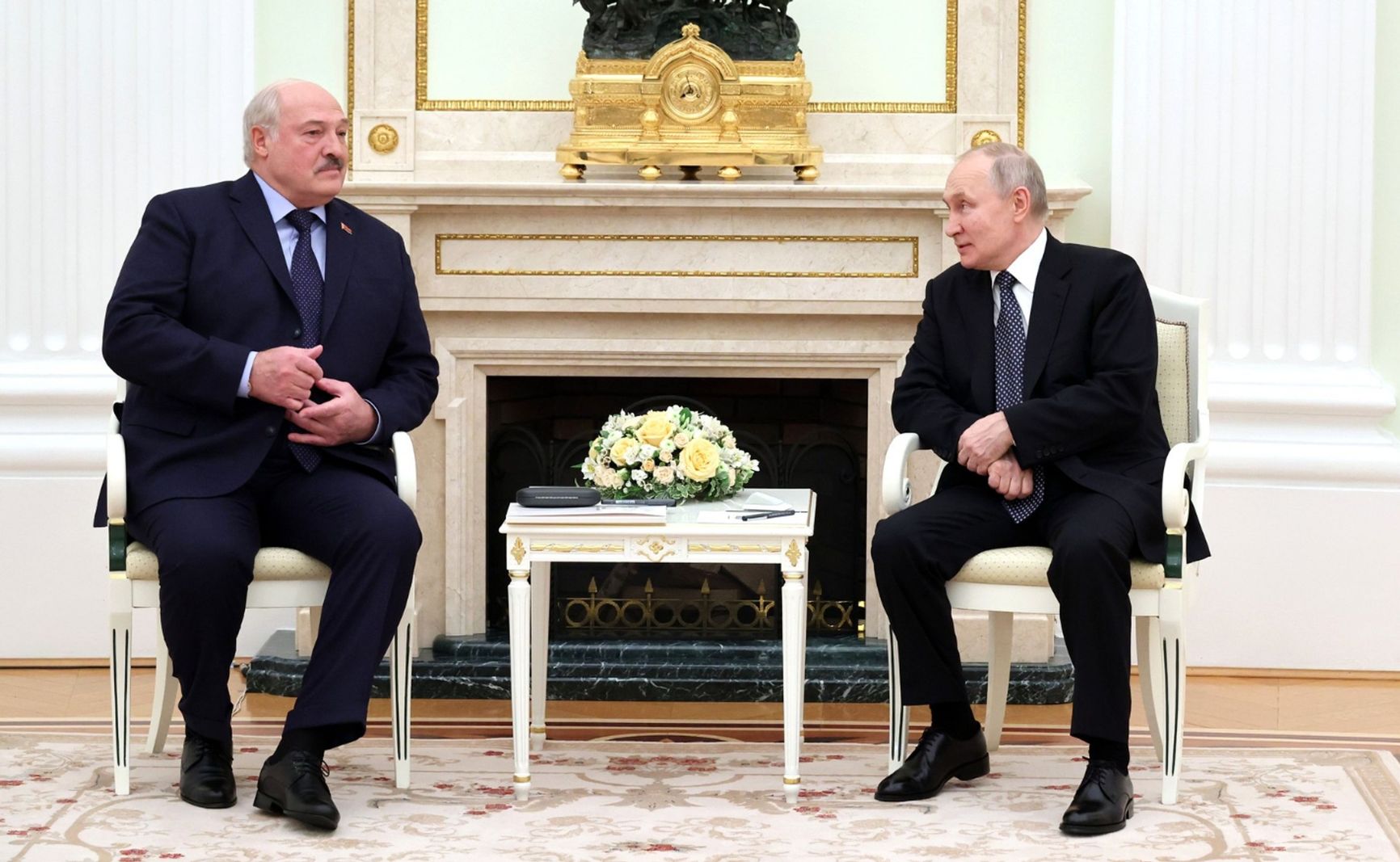 Vladimir Putin and Alexander Lukashenko meeting on April 5, 2023.  