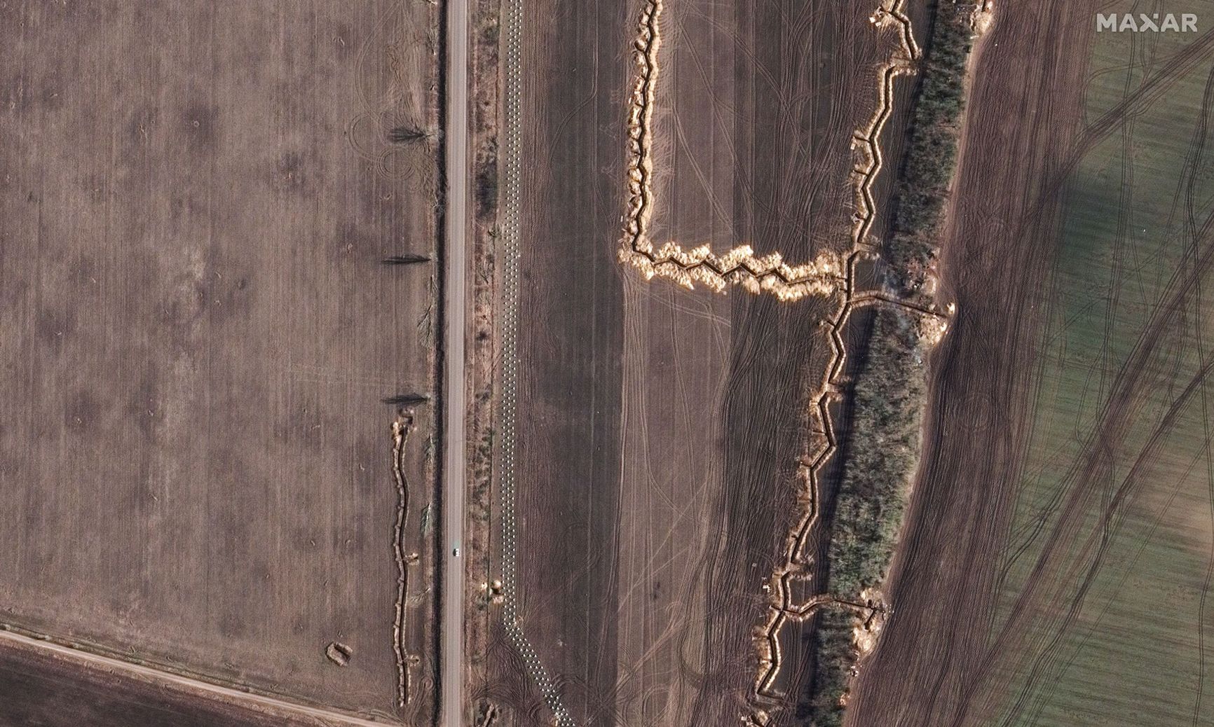 View from space of the Russian defense line in Zaporizhzhia, March 2023