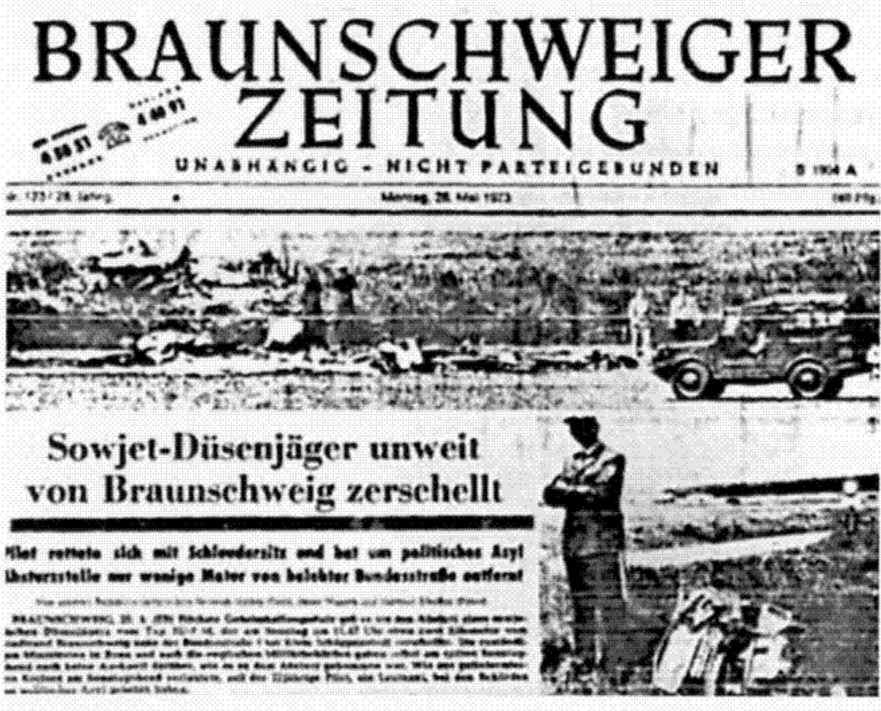 Сообщение о побеге Вронского в газете Braunschweiger Zeitung