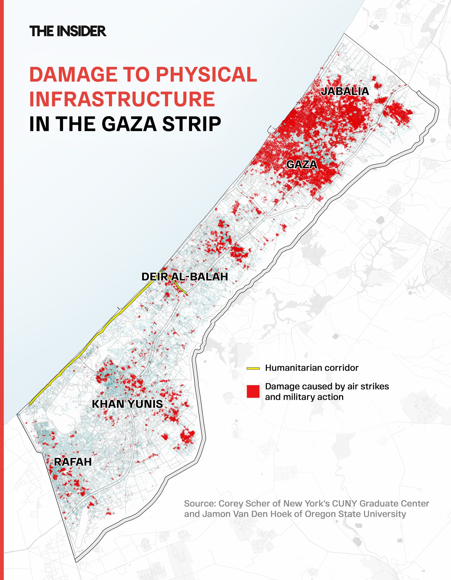 Damage to physical infrastructure in the Gaza Strip
