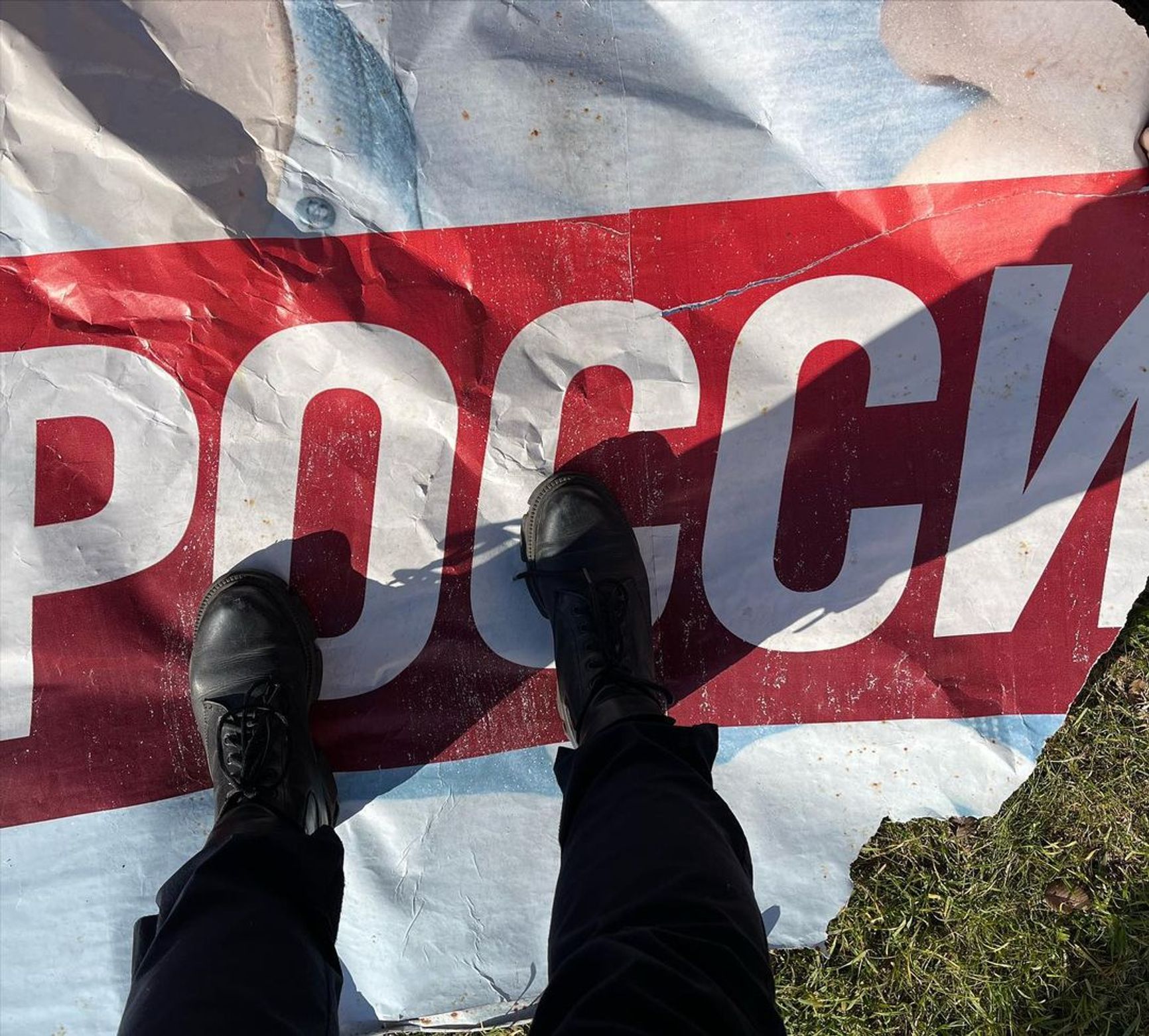 Torn-down Russian billboards in Kherson