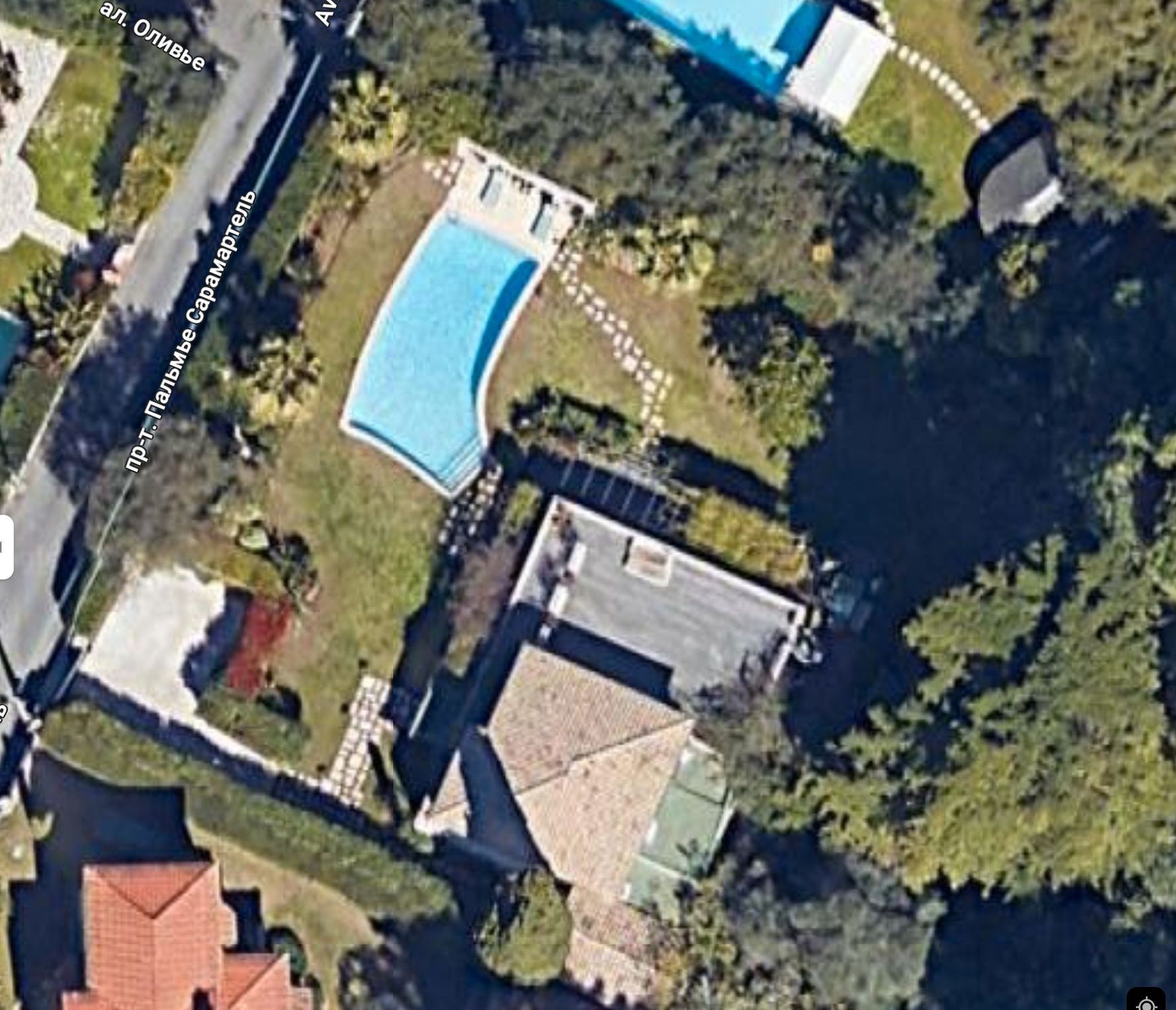 Aerial view of Grigoryan and Bernova's Cap d'Antibes villa