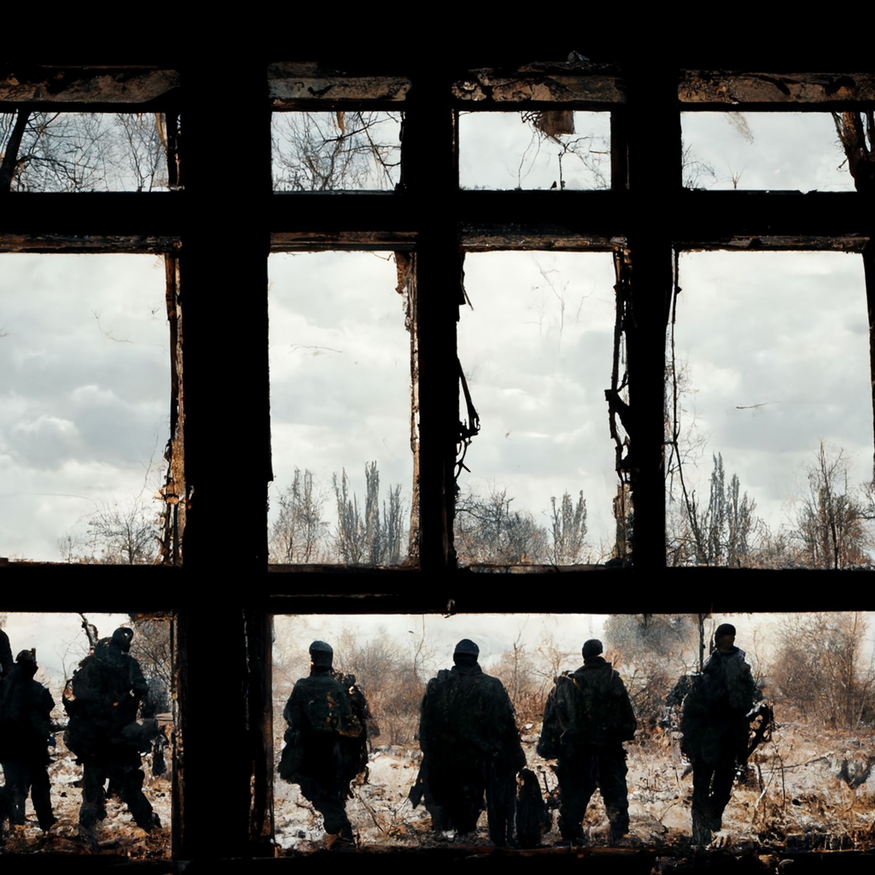 Рисунок нейросети на тему "Убийцы собираются воевать в Украине"
