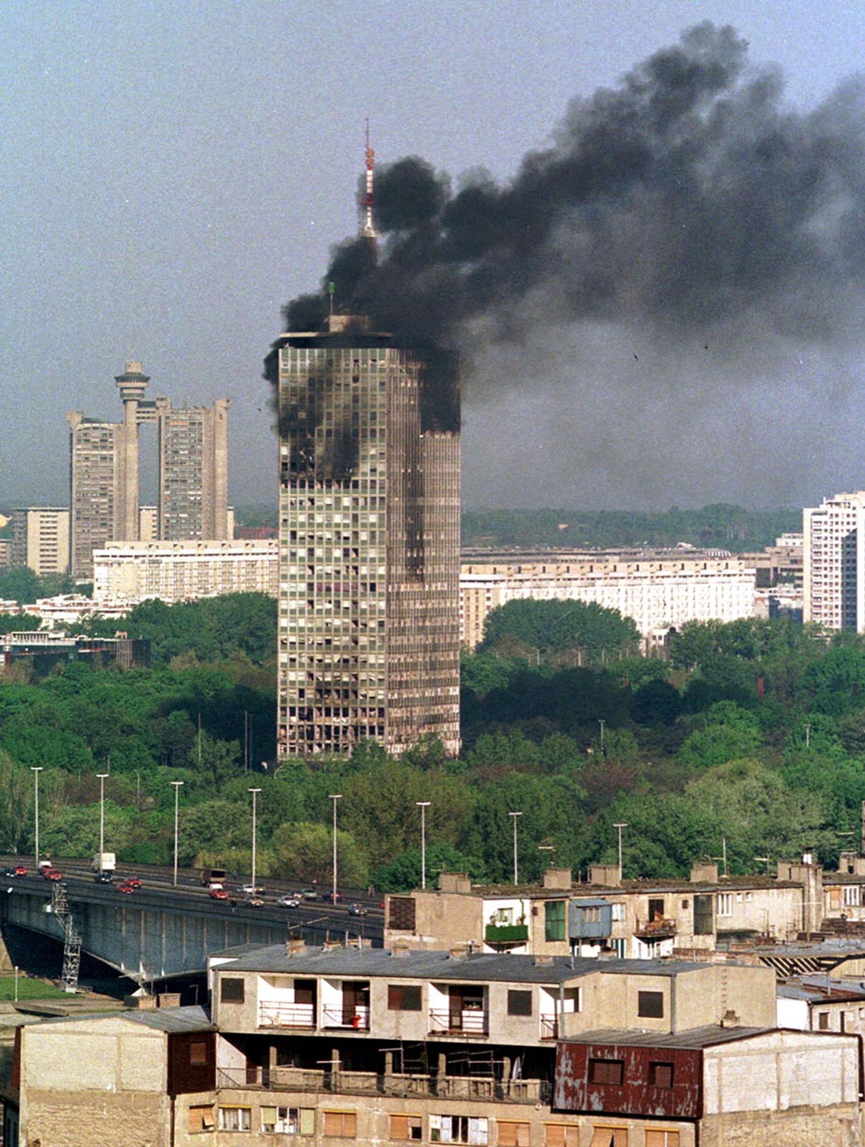 Башня Usce после обстрела НАТО, 1999 год. 