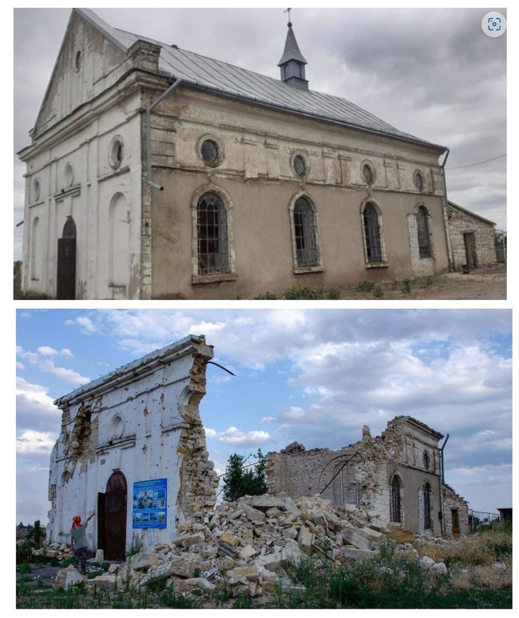 The Roman Catholic Church of the Immaculate Conception of the Blessed Virgin Mary before and after the Russian attack