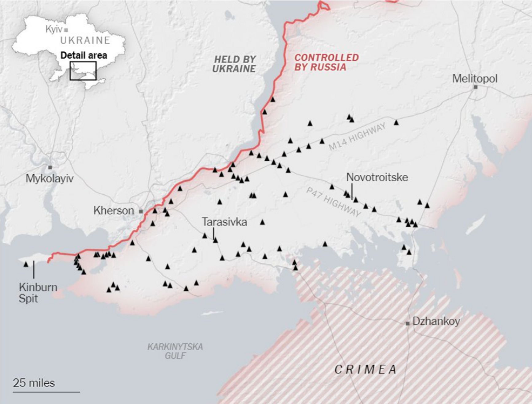 Система оборонительных укреплений на занятой российскими войсками территории Херсонской области
