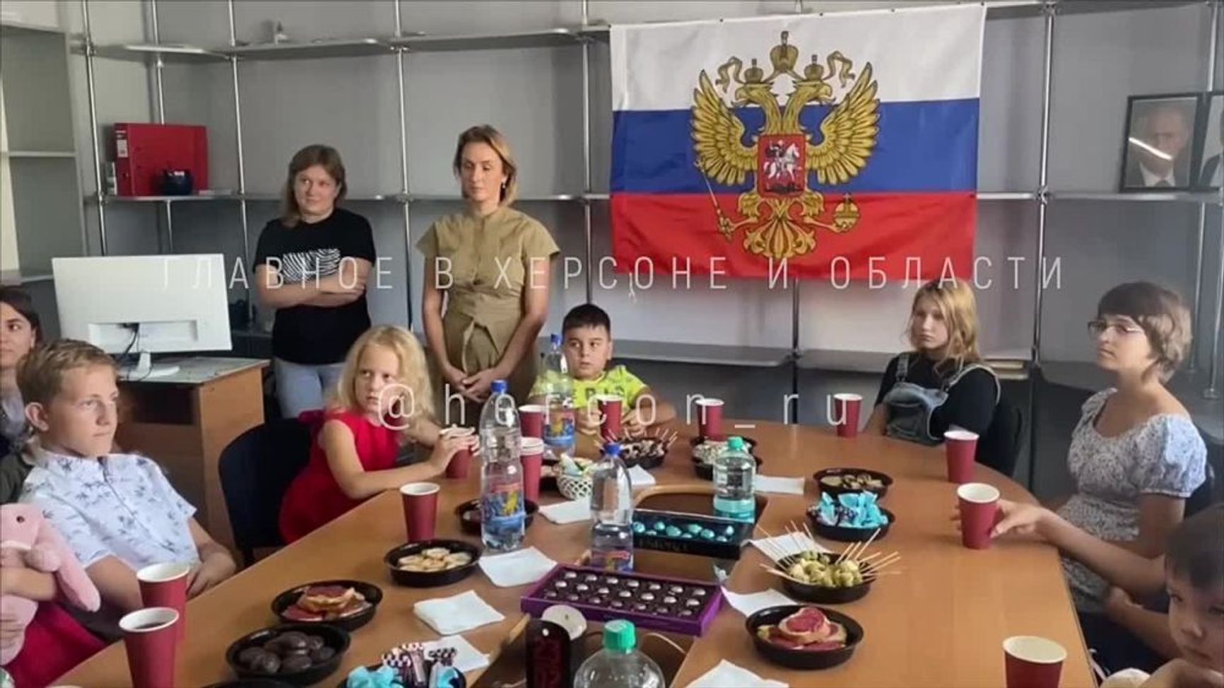Russia's Children's Rights Commissioner Maria Lvova-Belova in the occupied Kherson Region